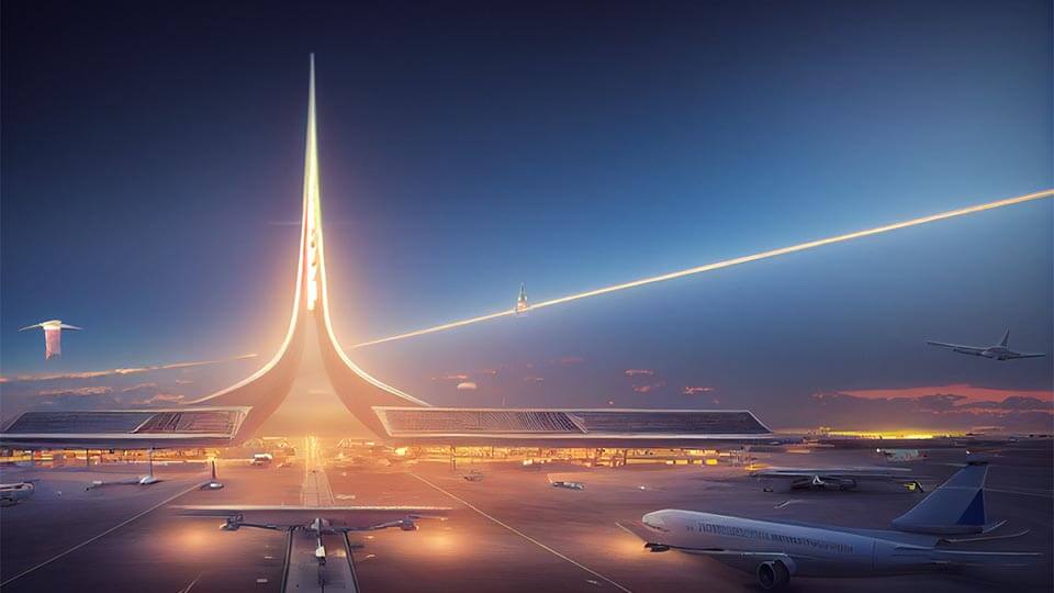 Letiště budoucnosti podle umělé inteligence