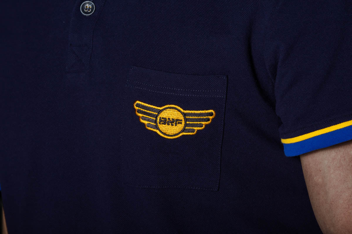 Polo tričko pro piloty modré, s kapsou a úchyty na výložky